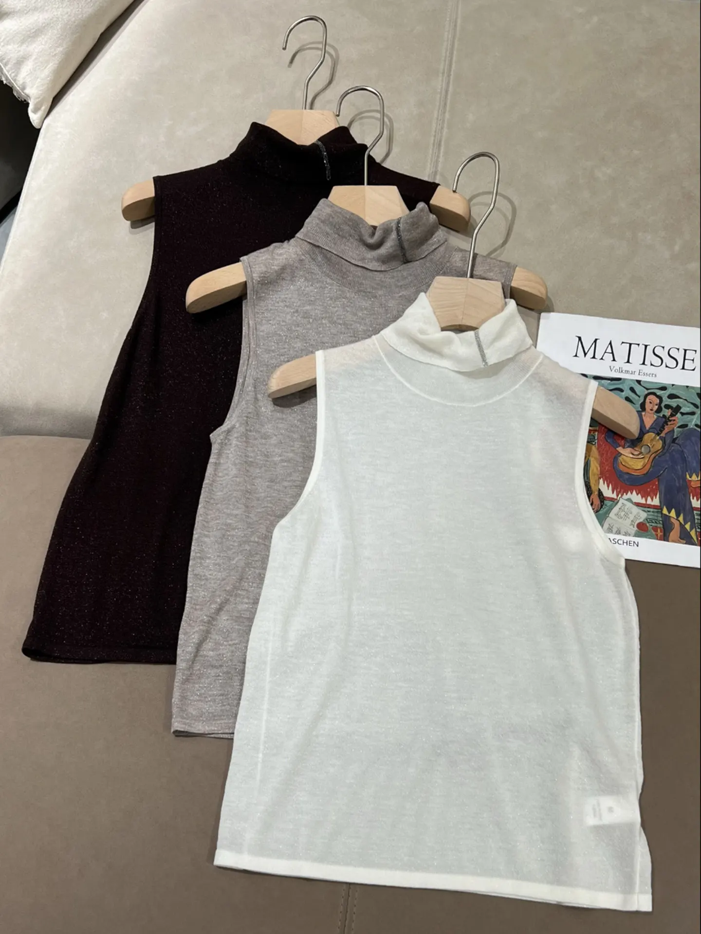 2026 Women's Autumn Winter New Wool Half High Collar Sleeveless Knitted Tank Top