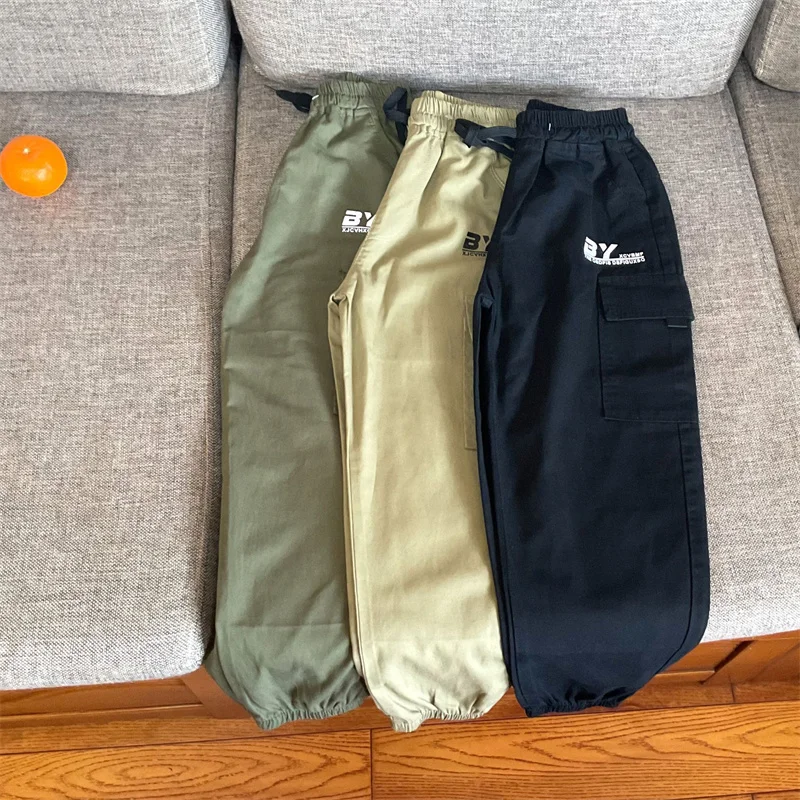 Boys' Work Pants Children's Fashion Pants Spring Letter Trousers Children's Casual Straight Trousers 2025 Autumn New Sweatpants