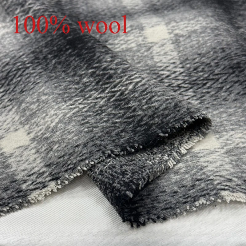 

1 метр, 100% шерсть, черно-белая клетчатая односторонняя гладкая шерстяная ткань, осеннее и зимнее пальто, шерстяная ткань