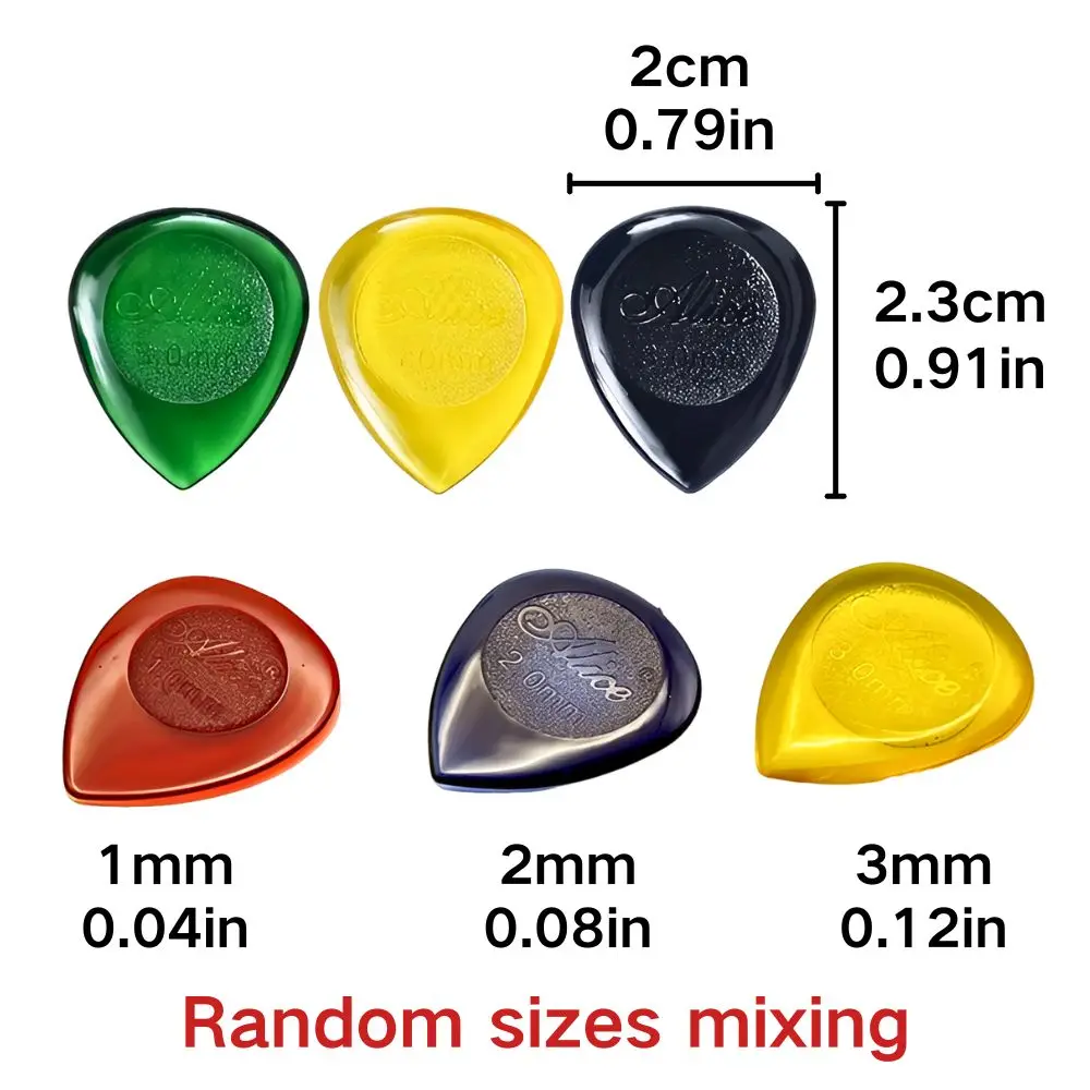 6pcs Bulk Clear Teardrop Guitar Picks Assorted 1.0/2.0/3.0mm Mixed Color Playing Plectrums YMY