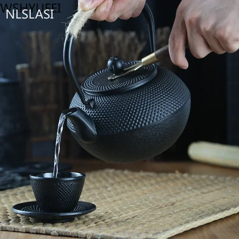 Nlslasi bule de chá de ferro fundido, de aço inoxidável filtro de ferro fundido para bule para chá oolong, chaleira de indução para chá de casa