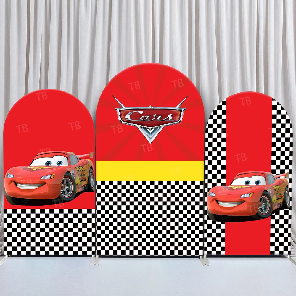 

TB Cars Lightning McQueen Theme Arch Backdrop Cover for Kids Birthday Party Baby Shower Decor Photography Background Wall Props