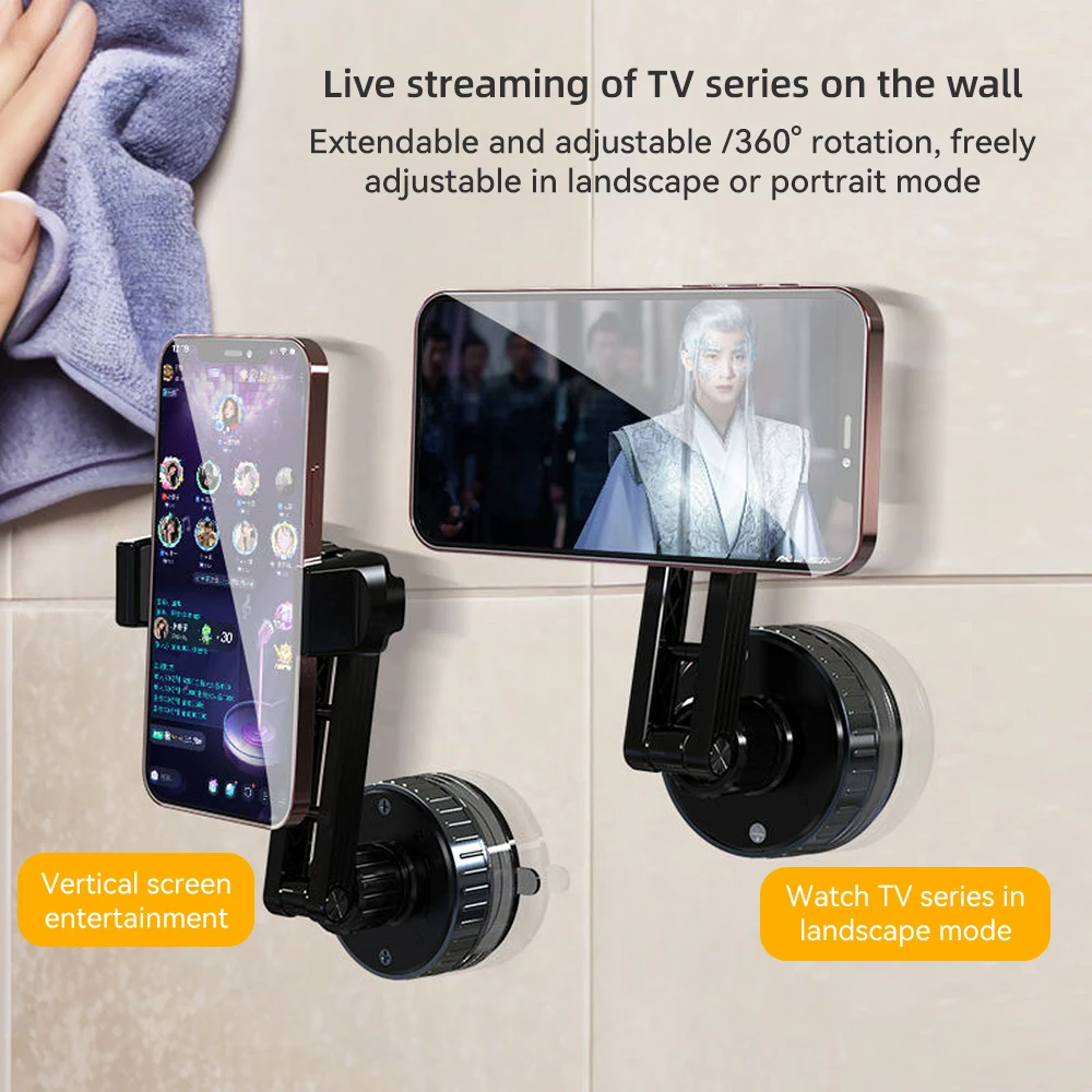 Mechaniczny uchwyt na telefon z przyssawką, obrotowy, rozkładany i regulowany, obrót o 360 stopni.