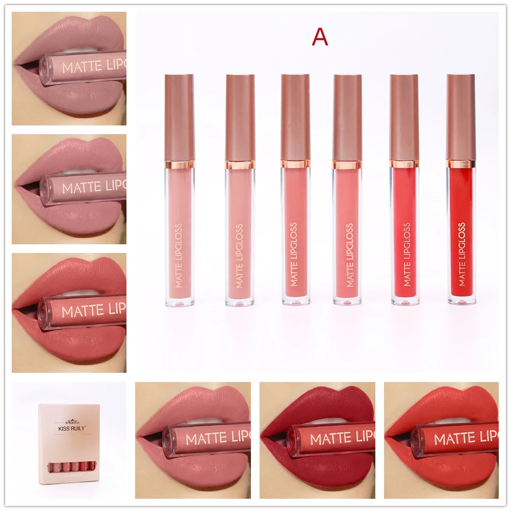 6pcs for set Velvet Matte Lipstick Blush Waterproof Long Lasting Sexy Lip gloss Non-Stick Cup Makeup Lip Tint Cosmetic Makeup