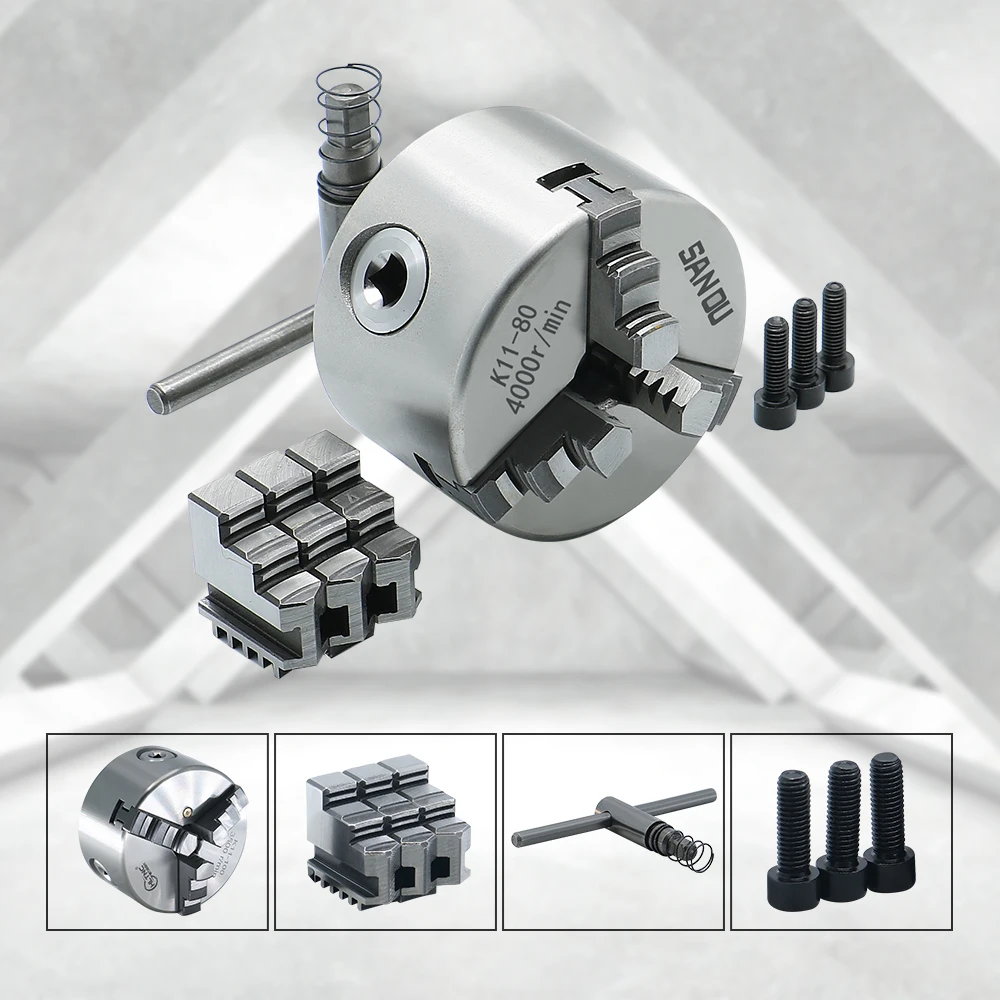 HLTNC 3-Jaws Lathe Chuck Manual Self-Centering Lathe Chuck K11-80