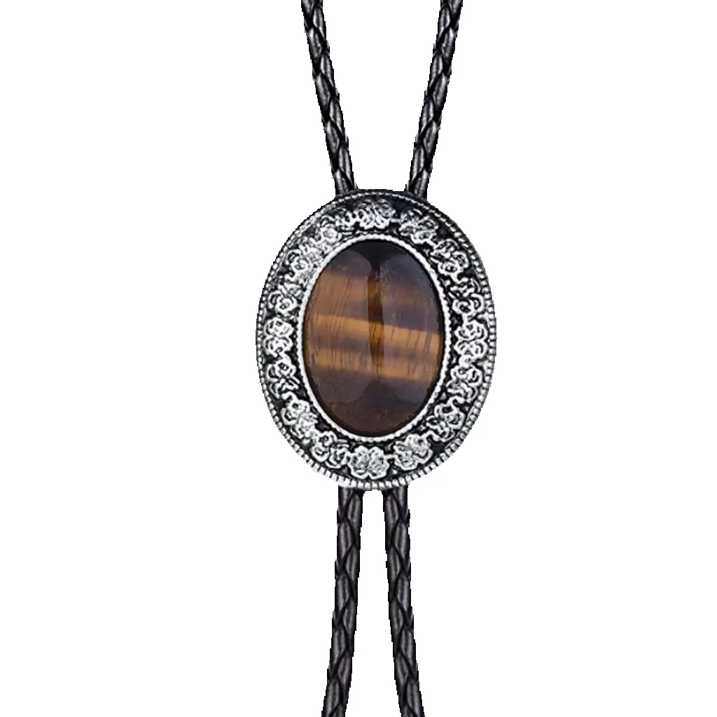 New agate stone bolo tie American western cowboy bolo tie men's shirt collar decoration trend