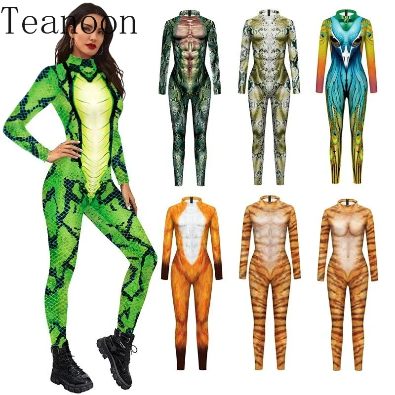 

Animal Jumpsuit Halloween Cosplay Costume Tiger Women Bodysuit Spandex Jumpsuit Party Carnival 3D Printing Dress Up