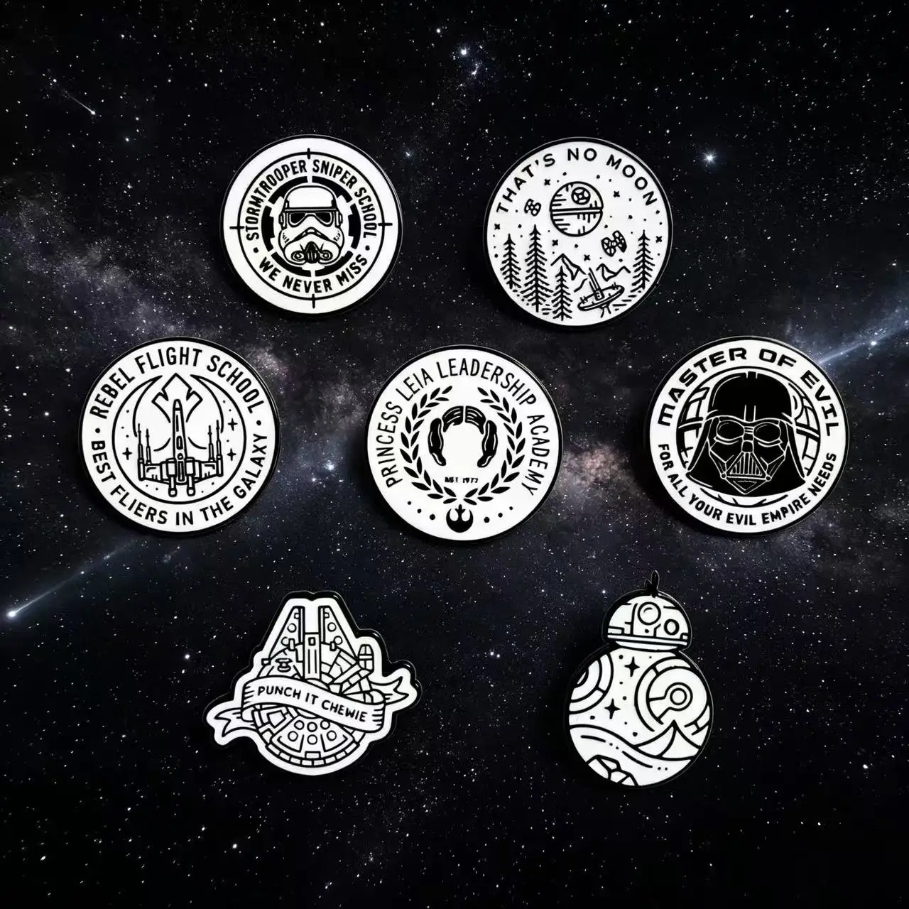 7-teiliges Star Wars Emaille-Pin-Set - Darth Vader Sturmtruppler Millennium Falcon - Metallabzeichen für Rucksäcke Kleidung Schmuck