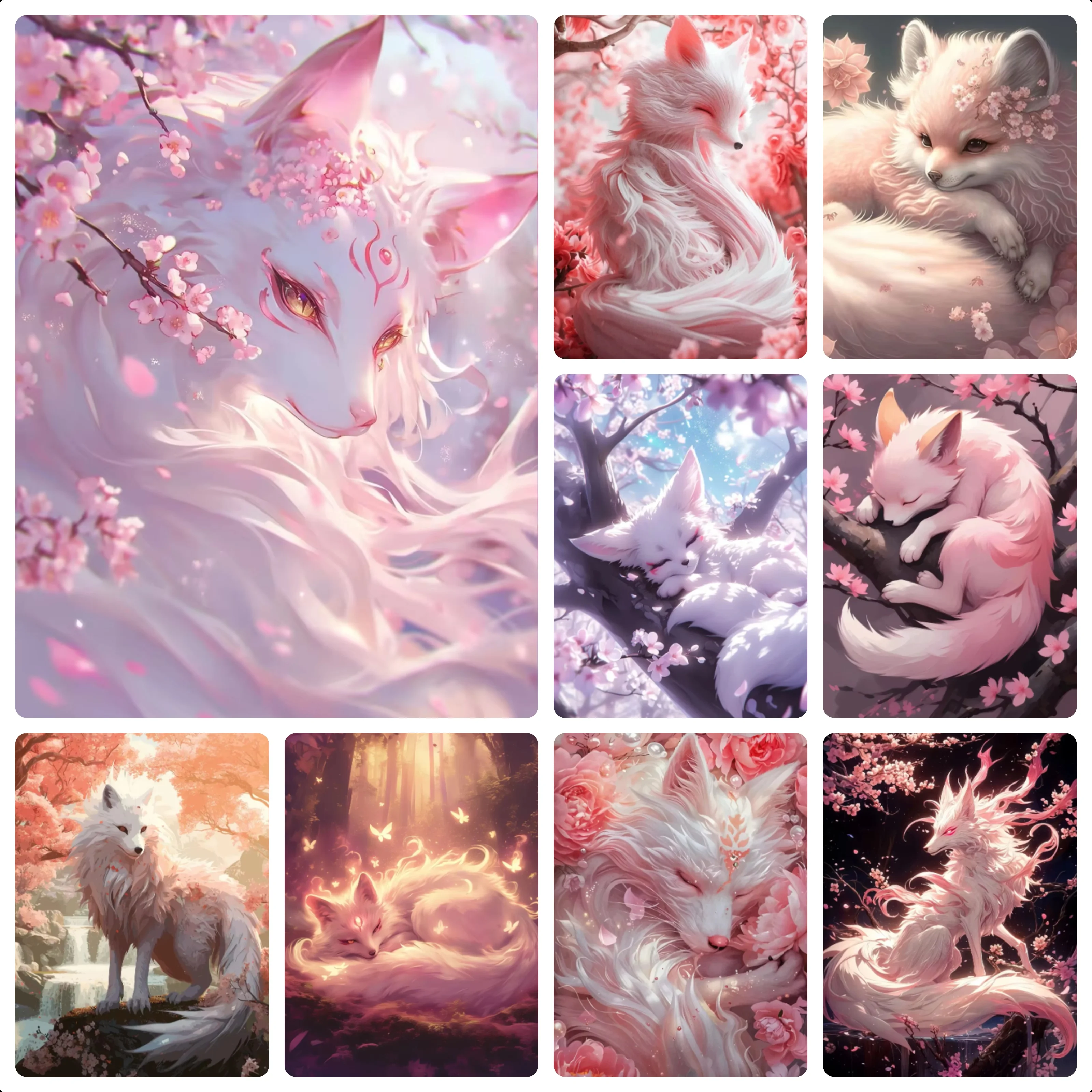 Fantasy Mystical Sakura Nine Tailed Fox Jigsaw Puzzles 500/1000/1200/2000PCS Handmade Art Exquisite Home Decor Gift No Frame