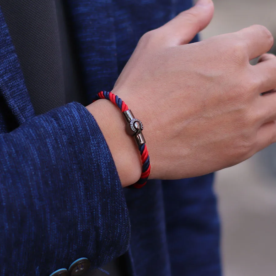 Unique Handmade 6mm Rope Bracelet Men Women 2 Colors Interwoven Black Magnet Buckle Braclet 3 Sizes Nautical Couple Gift Jewelry