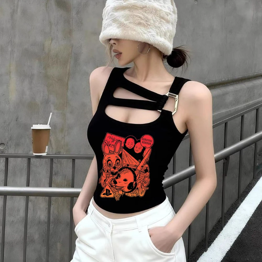 Silent Hill crop top female meme jojifuku dollette tshirt y2k 2000s party gothic