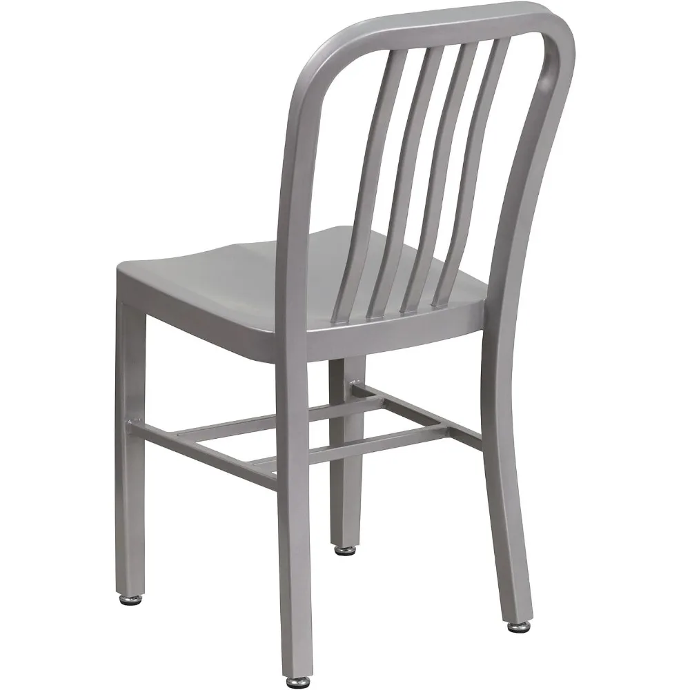 Silver Metal cadeira interior e exterior, grau comercial
