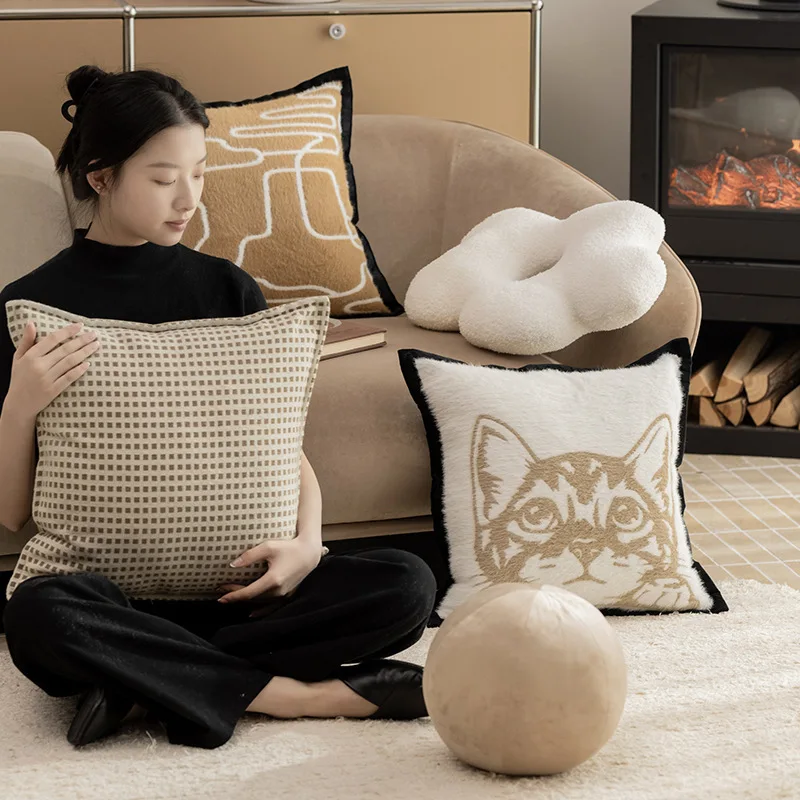 

Modern Simple Pillow Light Luxury Soft Pillow Sofa Living Room Cushion Sample Room Hotel Decoration Pillow cover