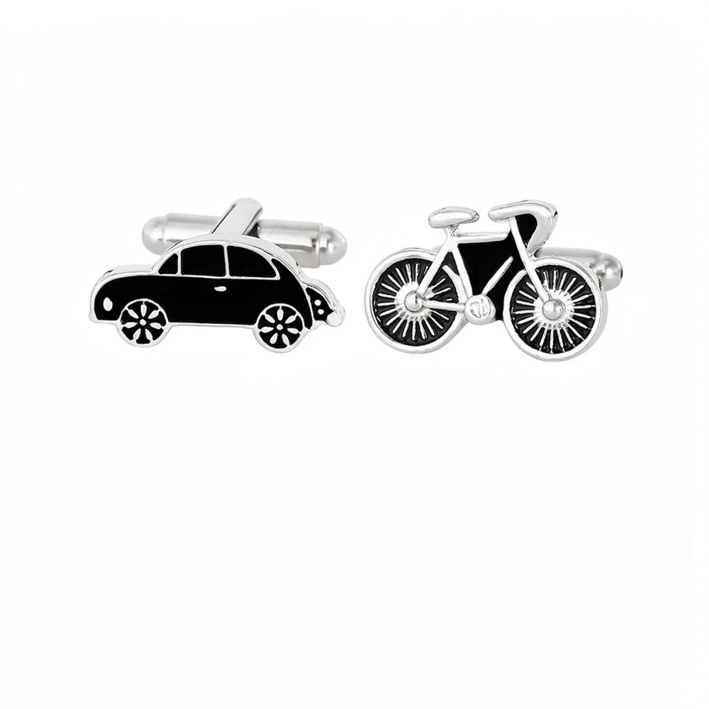 Distinctive Car Gear Shift Cufflinks Metal Steering Wheel Bicycle Style Shirt Buttons Men Formal Dress Accessories