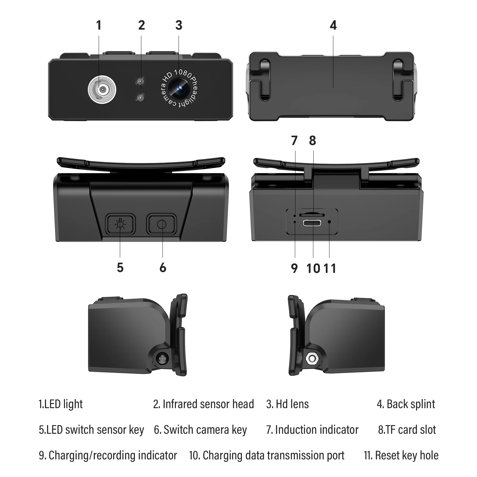 D9 1080P HD Первая перспективная экшн-камера Фара Спортивная камера Волновая ручная индукционная видеорегистратор Встроенная аккумуляторная камера
