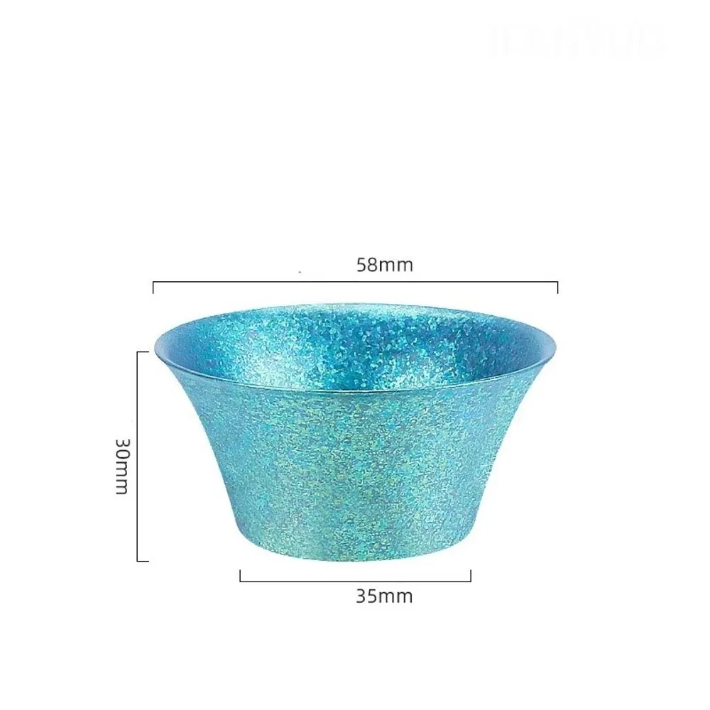 Double Wall Titanium Tea Cup Crystalline Finish Heat Insulated Gongfu Tea Cup Lotus Shape Flared Rim Chinese Tea Cup