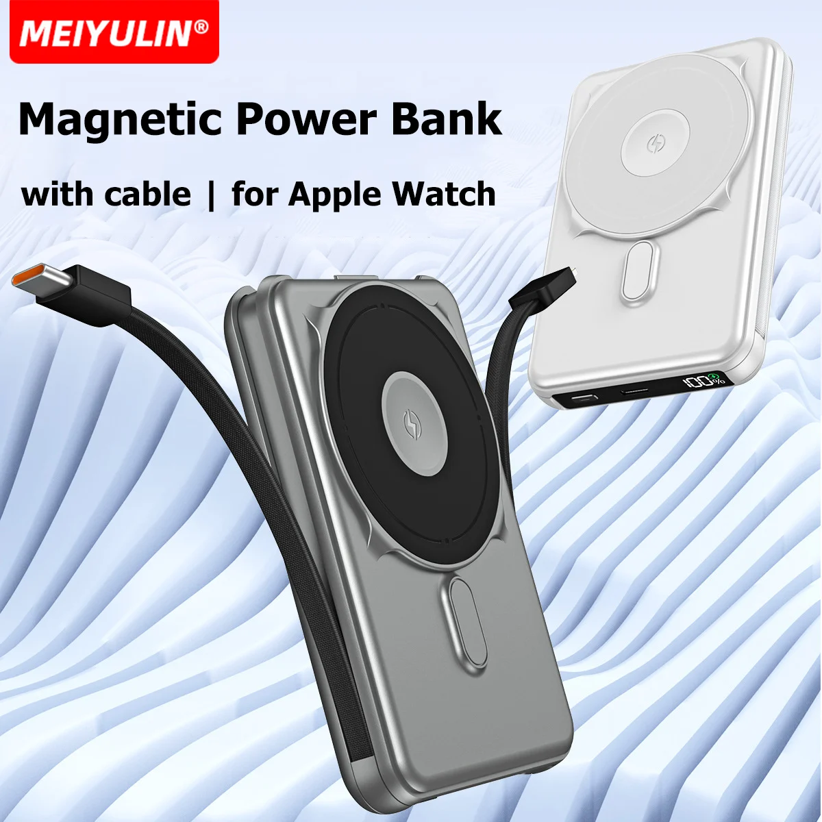 10000mAh Wireless Power Bank With Cable Foldable Stand Fast Charger PD20W Magnetic External Spare Battery For Apple Watch iPhone