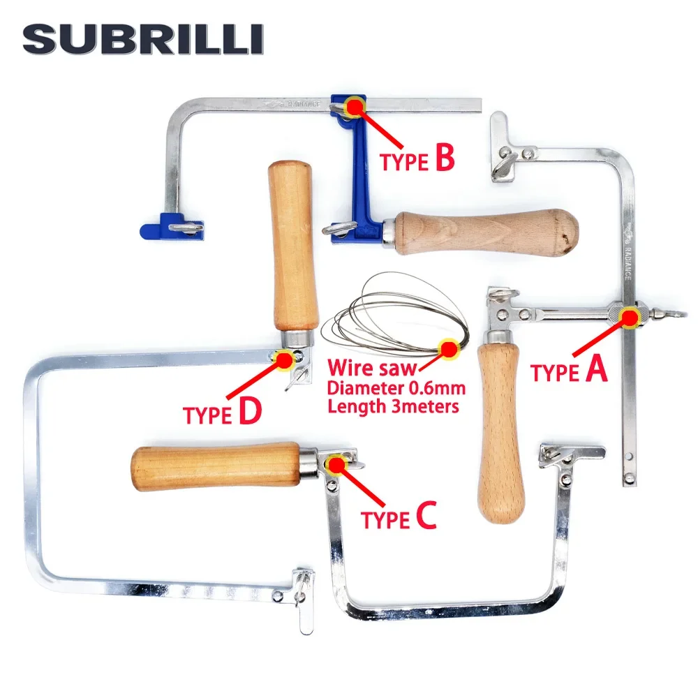 SUBRILLI Steel Frame Coping Saw Handle Adjustable Frame Sawbow for Woodworking Craft Jewelry U-Shape Jig Saw DIY Cutting Tool