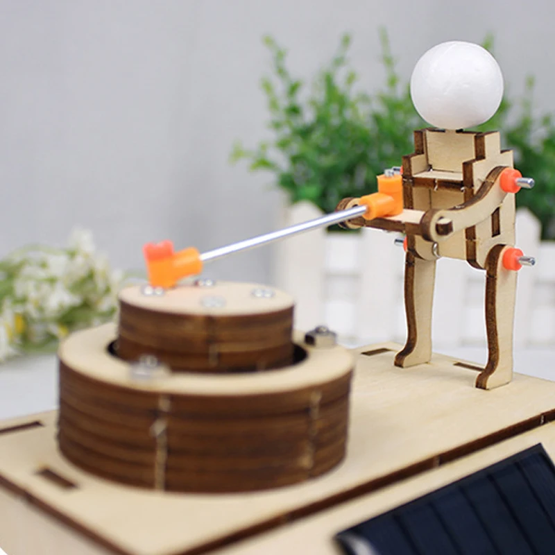 Solar Humanoid Push Grinding Mill Model, DIY Solar Energy Physics Puzzle Kit, STEM Tech Experiment Educational Teaching Kit