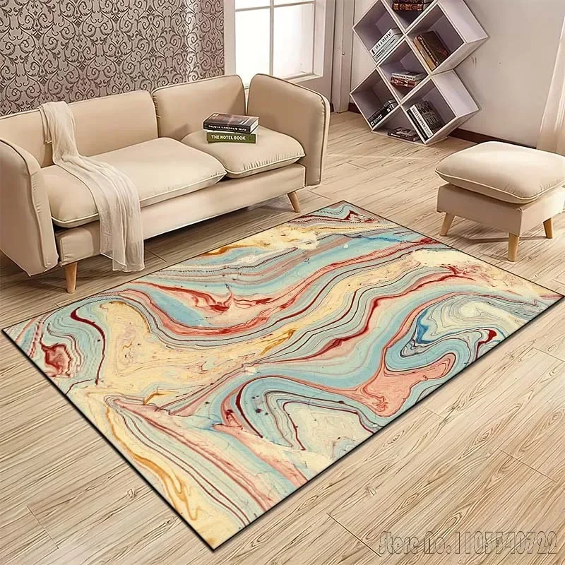 Tapis à motif de Texture de marbre pour salon, chambre à coucher, cuisine, salle de bain, tapis de pied, chambre d'enfant, tapis d'hôtel