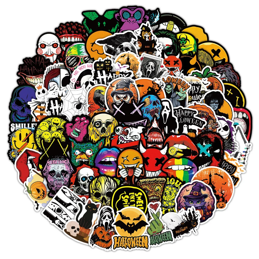 100Pcs Halloween Graffiti Stickers New Thriller Christmas Horror Night Computer Skateboard Stickers