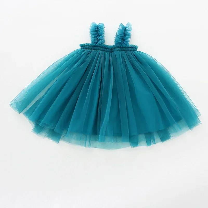 2024 Summer Sling Girls' Chiffon Skirt Wooden Ear Baby Princess Dress