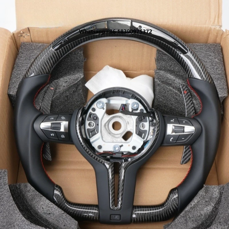 Customized  Carbon Fiber Steering Wheel for  F30 F31 F31 F25 F15 F16 F20 F21 F40 F52 F22 F23 F44 F45 F46 with LED Flat Bottom