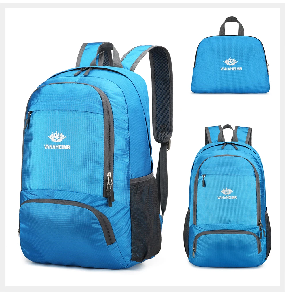 23l packbarer Rucksack faltbare ultraleichte Outdoor-Reisetasche großer zusammen klappbarer Rucksack Wander reise rucksack Bergsteiger-Tages rucksack Geringes Gewicht hohe Kapazität Wasserabweisendes Gewebe Top Punc – Detail 24