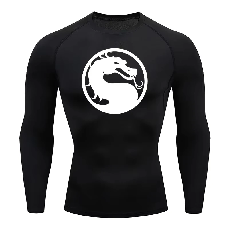 

Dragon Graphic Compression Shirts for Men Athletic Quick Dry Long Sleeve Tees Tops Gym Workout Running Undershirt HX0003