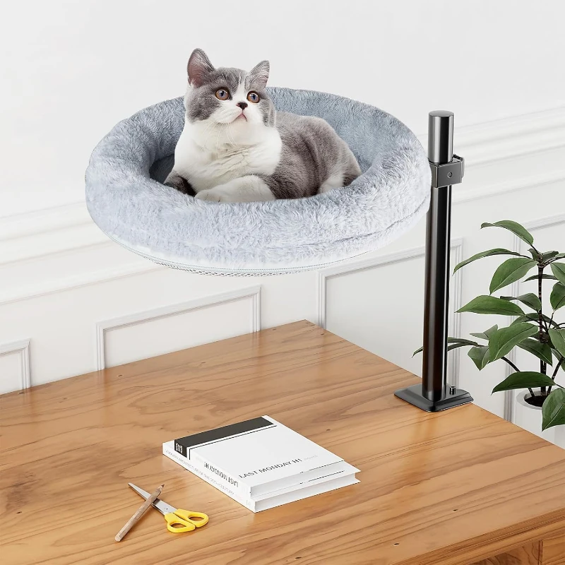 

Desktop Cat Climbing Frame Office Desk Bed Hanging Cat Climbing Frame Adjustable Cat Hammock Grey Pet Nest Scratchers Bracket