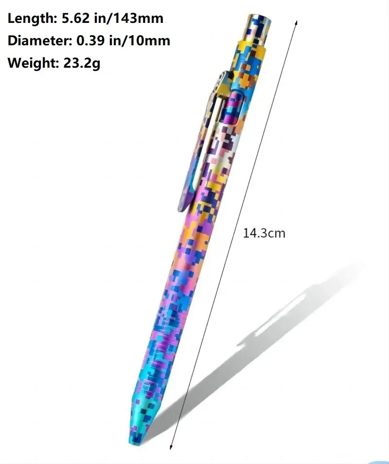 FEGVE Multicolor Titanium Bolt Action Ballpoint Pen Pocket Writing Pen Business Office