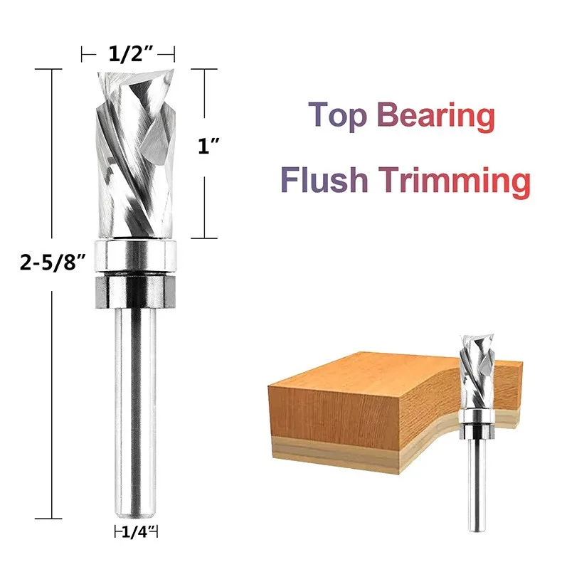 Composite Tungsten Steel Spiral Copy Trimming Router Bit CNC Engraving End Mill Woodworking Cutting Tools