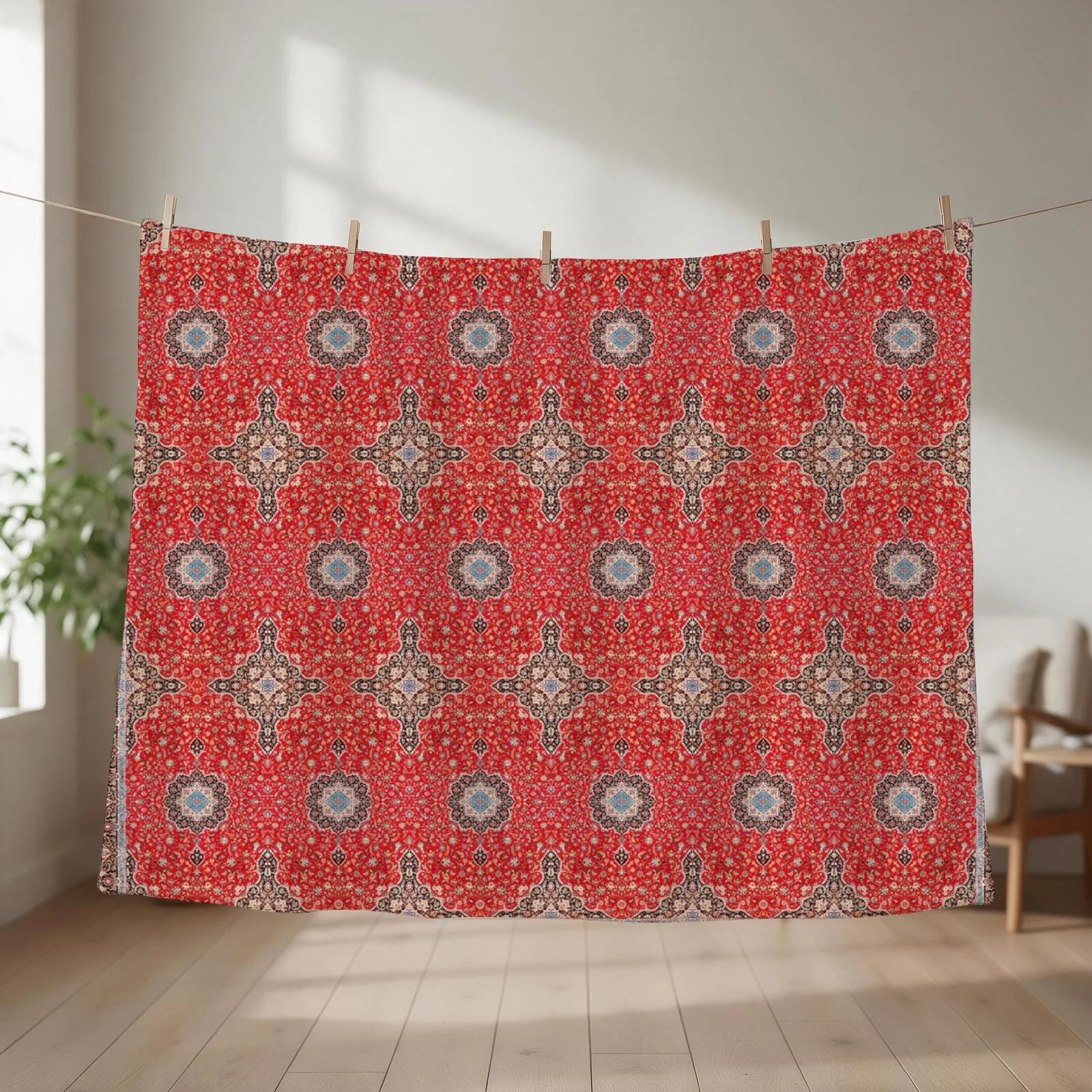 Heritage Oriental Traditional Bohemian Moroccan Style Throw Blanket couch cozy soft plush fuzzy picnic outdoor blanket