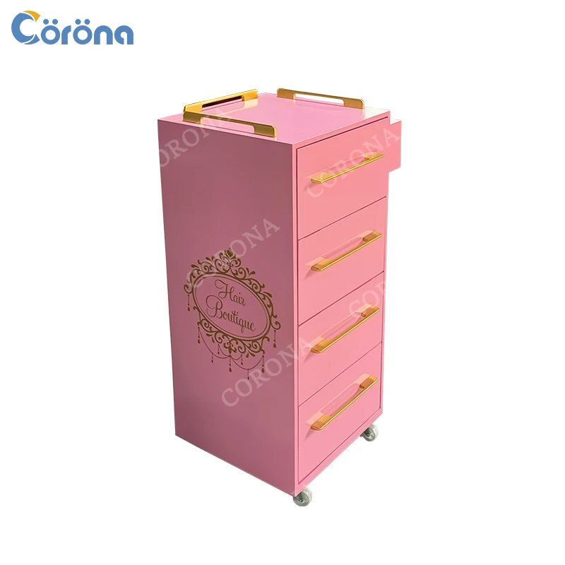 Eco Material Wooden Salon Cart Barber Trolley with Storage for Barbershop