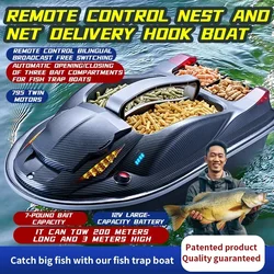 HJ817 Remote Control RC Boats with Bait Feeding Hooks and Three Compartment Net Fishing Rope Fishing Net Quality Fine 14+y