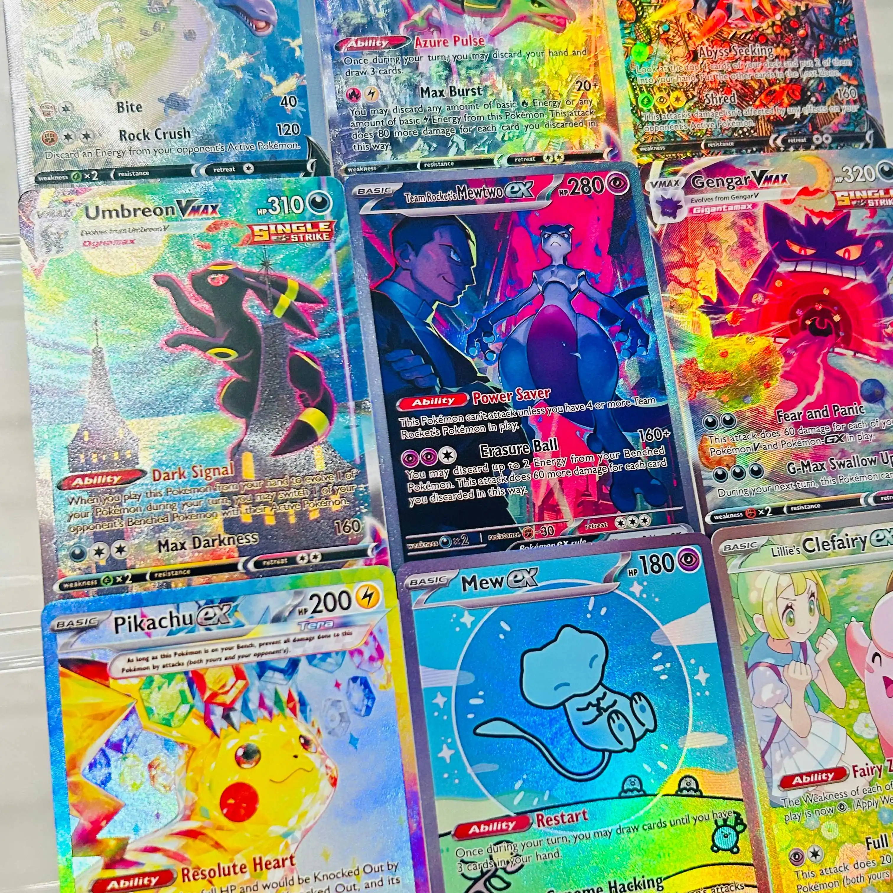 DIY Team Rockets Mewtu ex 231/182 Folien-Textur-Karten EN-Version Sammlerqualität Premium Anime TCG Sammelkarten – Detail 1