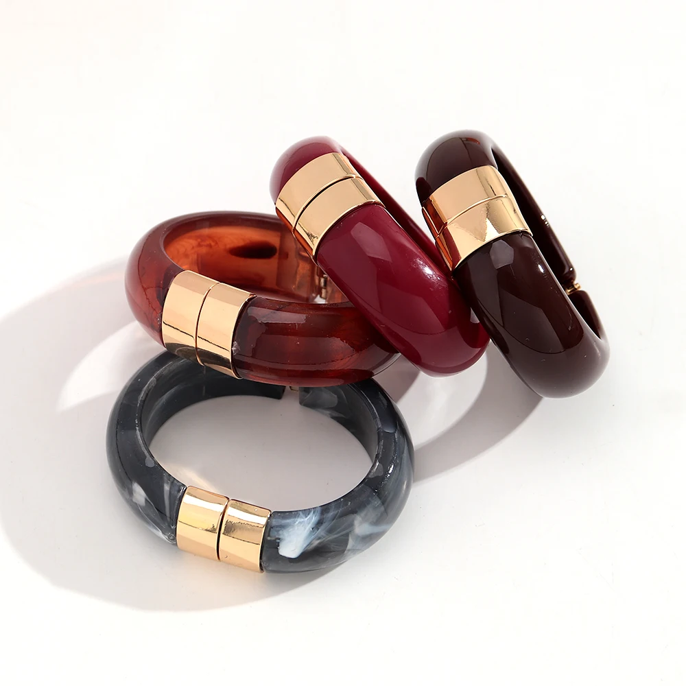 Modische Bunte Harz-Armreifen aus Edelstahl, Wasserdicht, Klobige Armbänder für Damen, Schmuckgeschenk 2026 – Detail 3