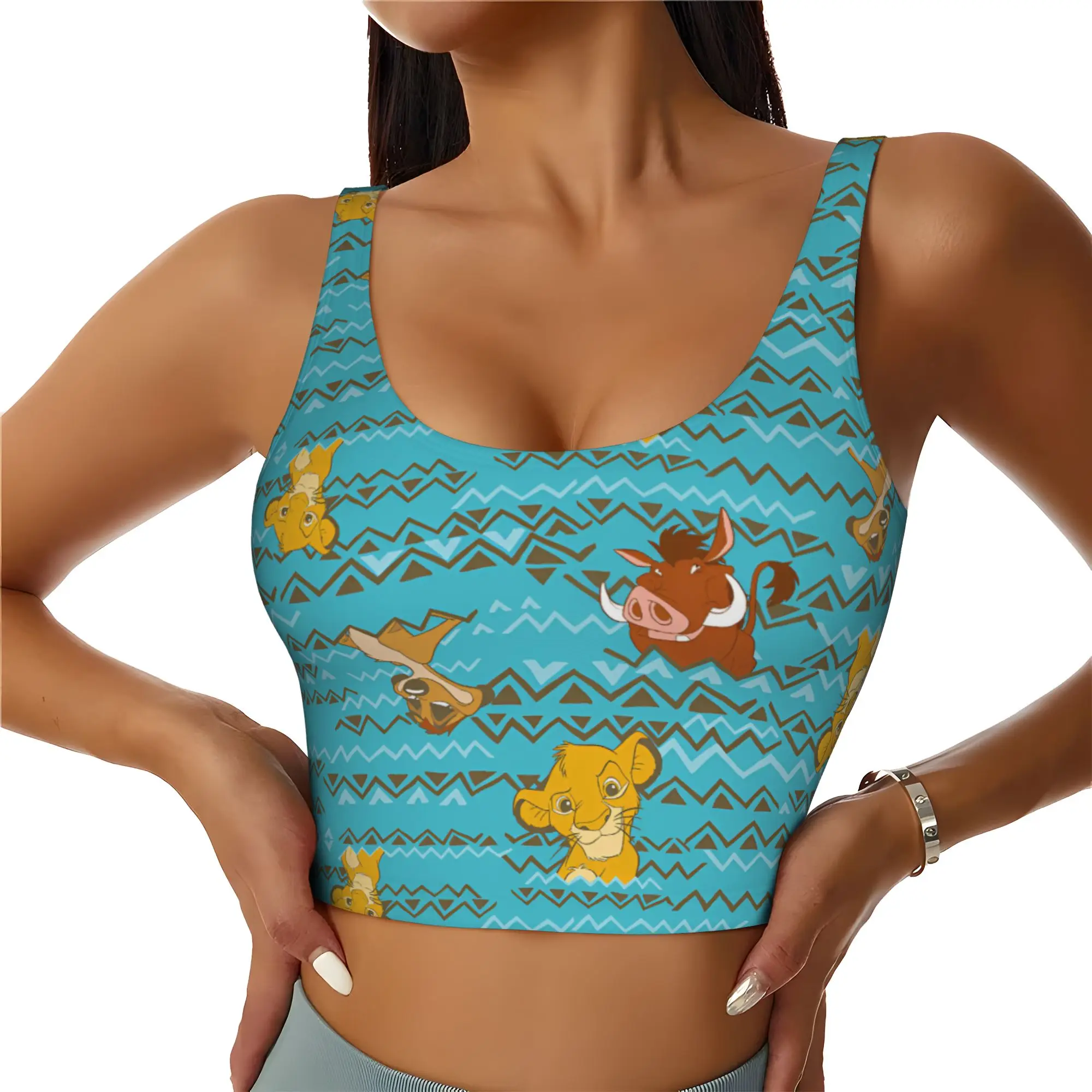 Custom High Impact Liones Anime Kinges Manga Sports Bra Women's Hakuna Matata Simba Gym Workout Yoga Crop Top