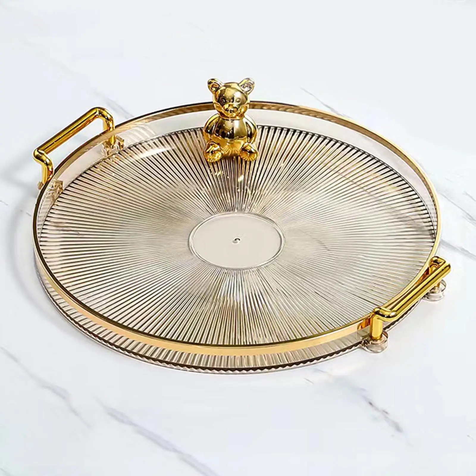 Nordic Style Serving Tray with Handles Round Vanity Tray for Office Living Room