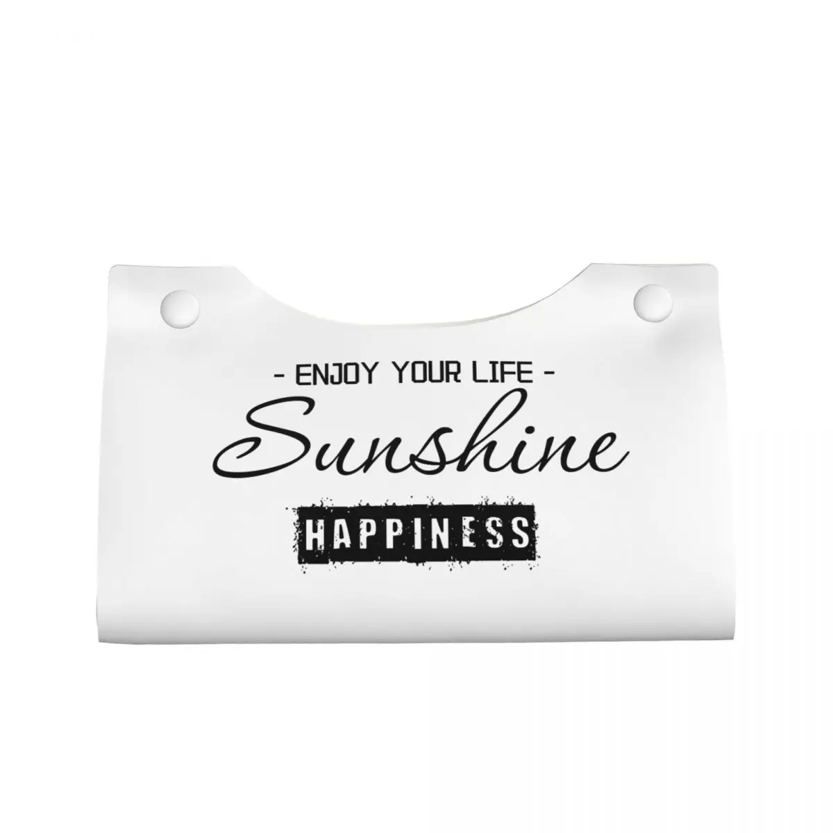 Custom ENJOY YOUR LIFE Sunshine HAPPINESS Tissue Box Cover Rectangular PU Leather Facial Tissues Holder for Car Home