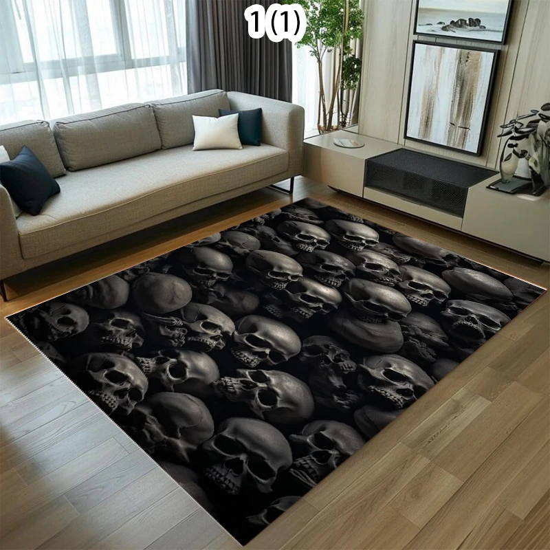 Dark Gothic Pattern Carpet Mat Rug Home Decoration Skull Design Black Background Floor Decor Living Room Carpets for Living Room