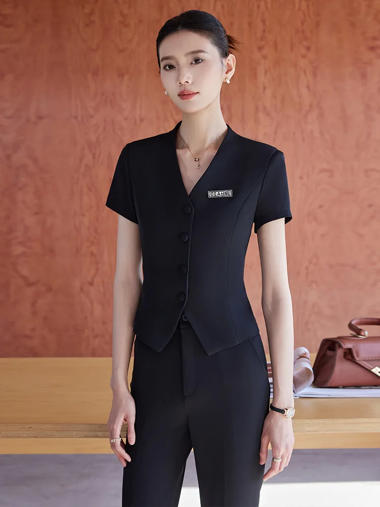 Women's fashion suit set, high-end summer professional attire, workwear, elegant goddess style, slim-fit blazer
