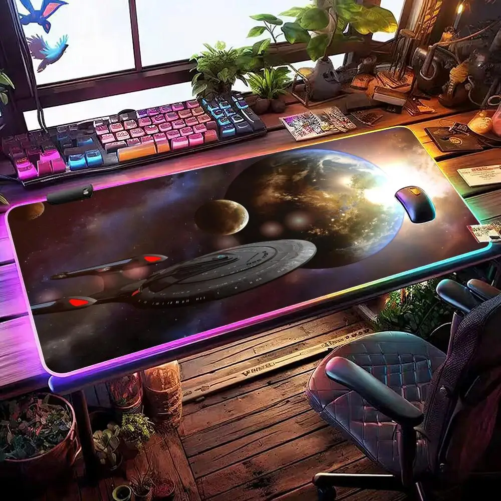 Movie S-star-treks Enterprise Mouse Pad RGB Gaming Mouse Pad Desk Mat HD Gamer Large LED Light XXL MousePads