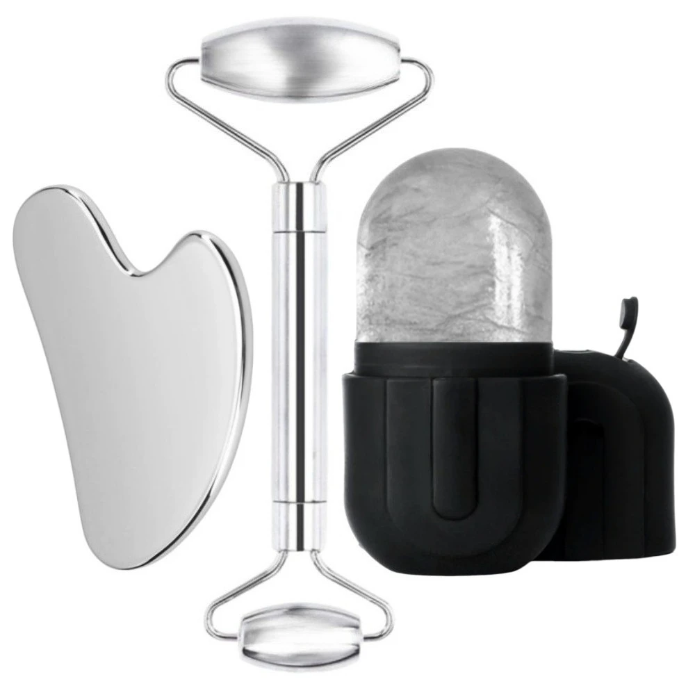 1/3 SZT. Roller do twarzy ze stali nierdzewnej, płytka Gua Sha, roller do masażu twarzy, masażer do twarzy, lifting twarzy, narzędzia do pielęgnacji skóry