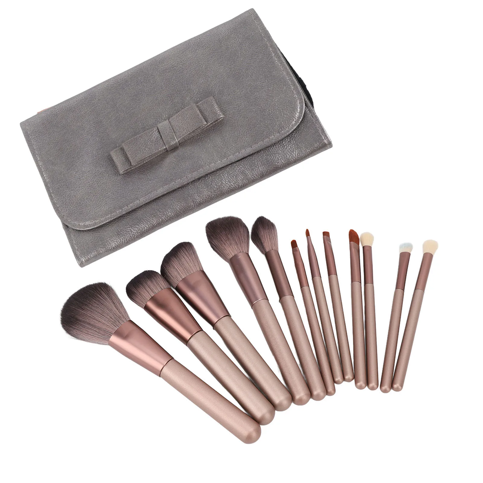 12pcs Makeup Brush Kit with PU Leather Storage Bag Handheld Soft Synthetic Fibers Cosmetics Brushes For Powder Blush Concealer