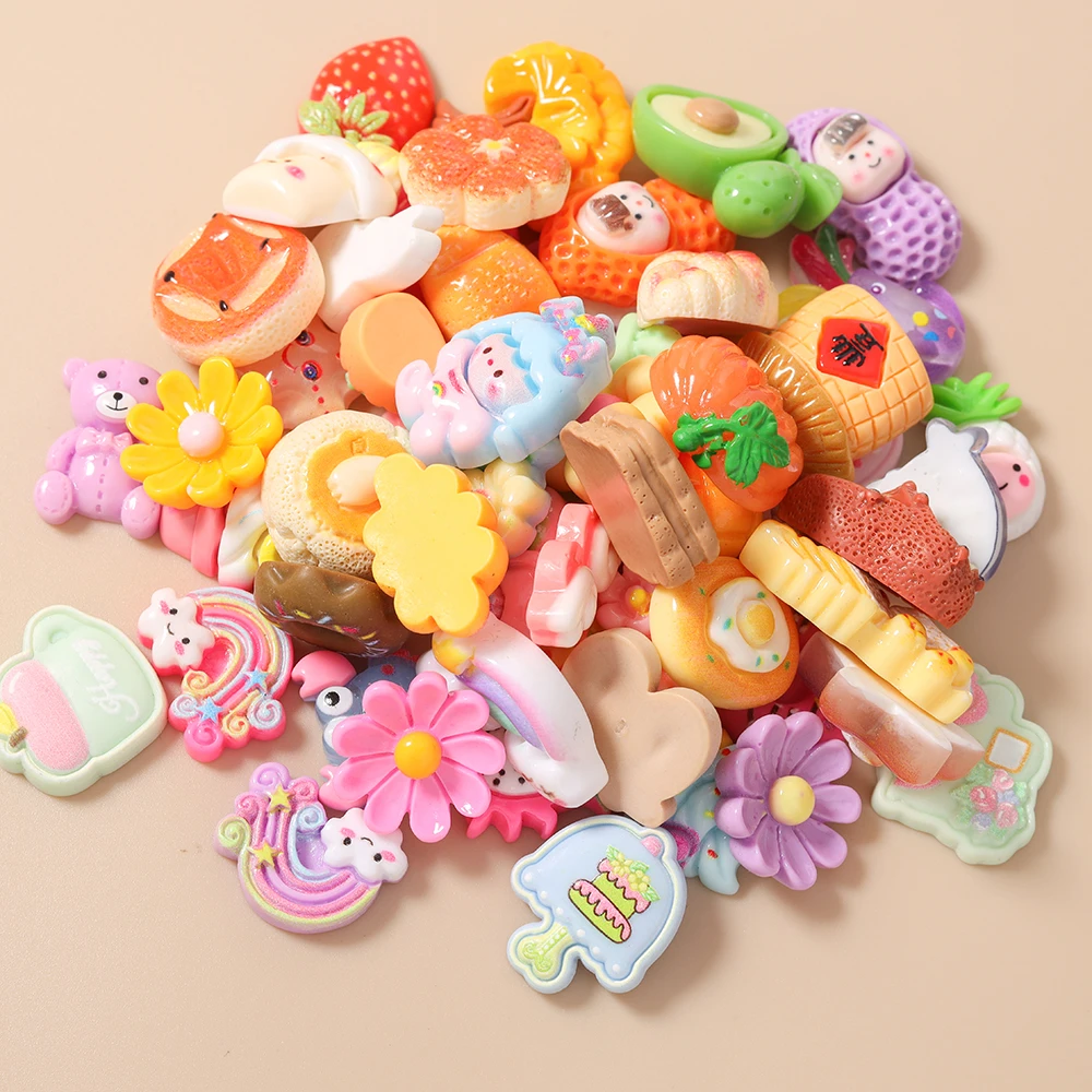 

Leslie Mixed 5/20pcs Cute Resin Flower Fruit Animal Charm Cabochon DIY Nail Arts Phone Case Pendant For Jewelry Making Findings