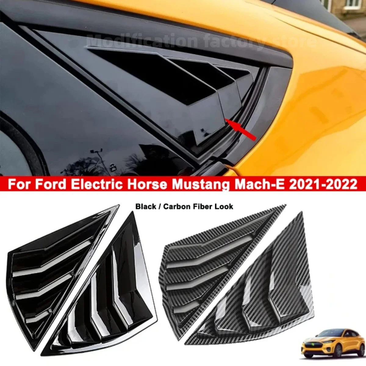 Pair Window Louvers For Mustang Mach E 2021 2022 Car Rear Window Shutter Louver Blind Shade Sticker Trim Cover Body Kits