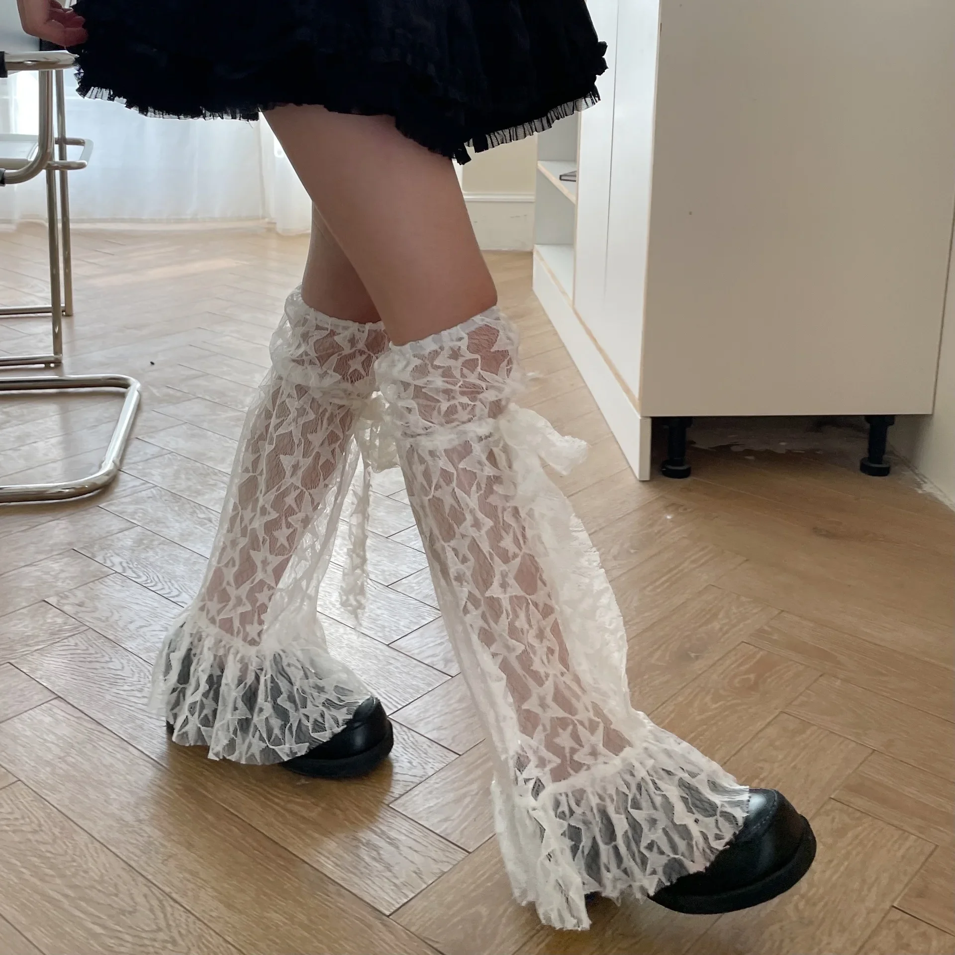 Y2k Sweet Lace Leg Cover Cover Plush Star Lolita Love Cute Lace Summer Thin Stockings Leg Warmers Japanese JK Accessories Sock