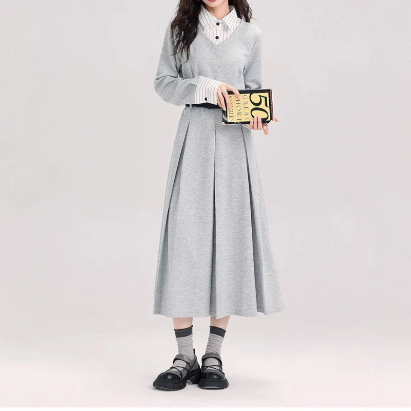 

High-end Sense Autumn To Early Winter Outfit, A Full Set of Women's Dresses, 2025 New Long Dress