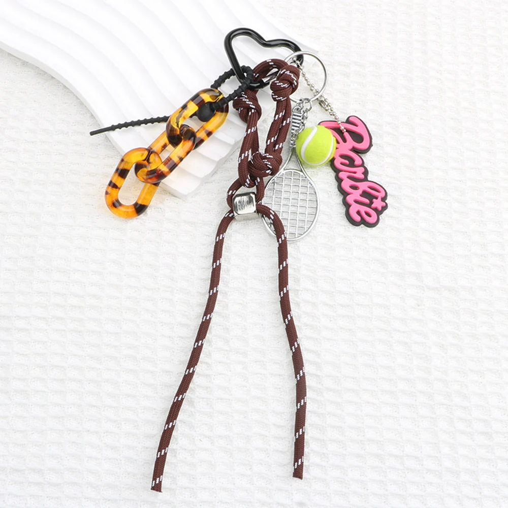 

Original Designed Key Chain With Badminton Decor Sporty Style Bag Pendant Cool Trendy Pendant Woven Ropes Bag Hanging Decor